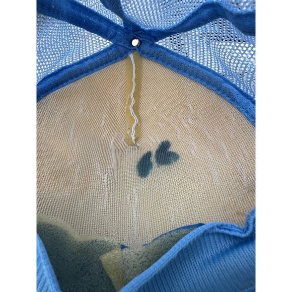 Vintage Capri blue trucker mesh hat Italian 80s Mediterranean graphic *defects - Picture 10 of 11